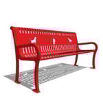 Gyms For Dogs - DL-DB3D-6 : Doggie Bench w/ Arms - Exclusive Signature Series Three Dog Design - 6' Surface Mount
