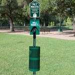 View Metal Pet Waste Station - Dog House Sign (E32GRE)