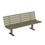 View (552-6-SSA) Wood Bench, 6', with Arms, 2x4 Wood Planks, Surface Mount 