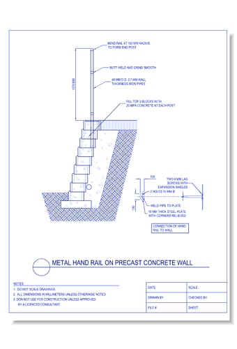 Metal Handrail on Precast Concrete Wall