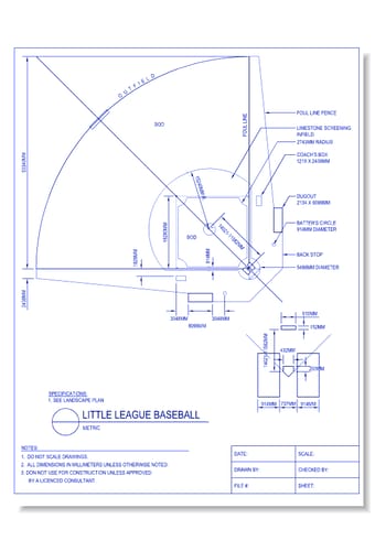 Little League Baseball Field Layout - Metric