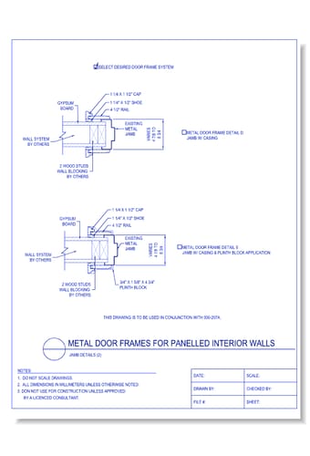 Metal Door Frames For Panelled Interior Walls - Jamb Details (2)