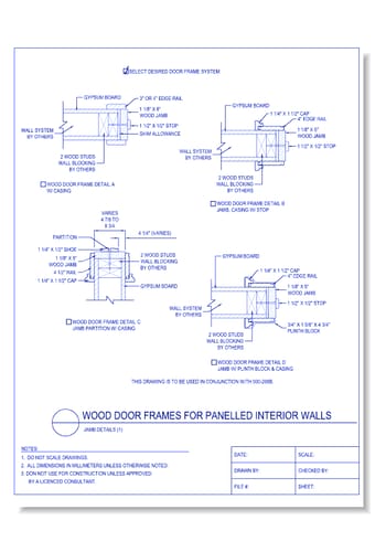 Door Frames For Panelled Interior Walls - Jamb Details (3)