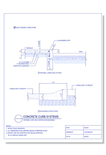 Concrete Curb Systems - Integral Curb- Walk System And Mountable