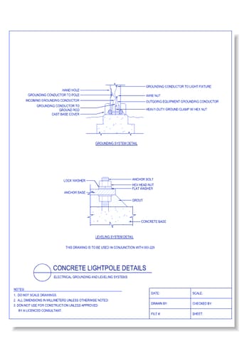 Concrete Lightpole Details - Electrical Grounding and Leveling Systems