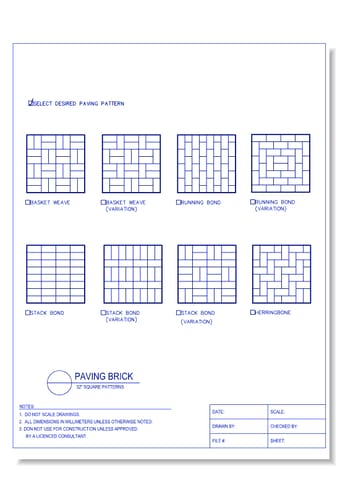 Paving Brick - 32 Inch Square Patterns