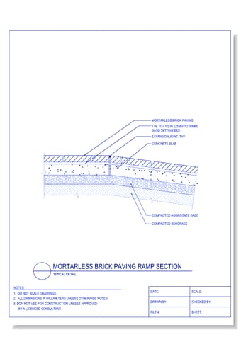 Mortarless Brick Paving Ramp Section