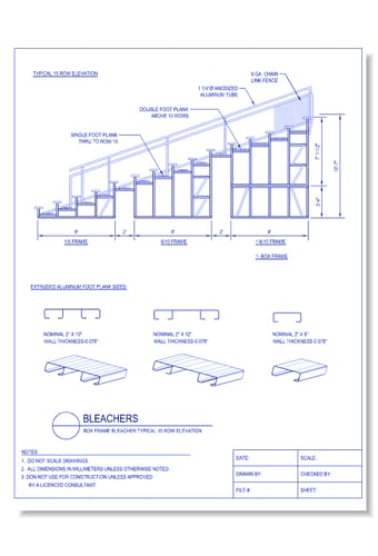 Bleachers - Box Frame - Typical 15 Row Elevation