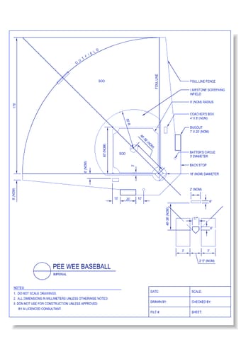 Pee Wee Baseball Field Layout - Imperial