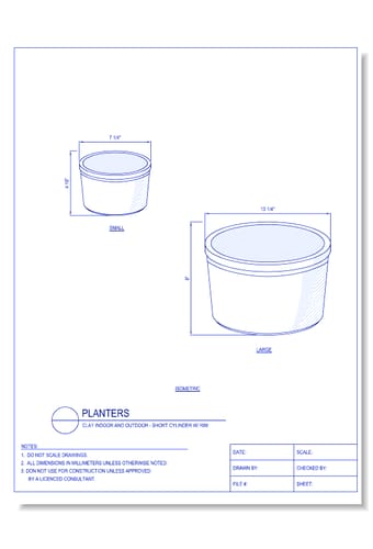 Planters - Short Cylinder Tapered W/ Rim