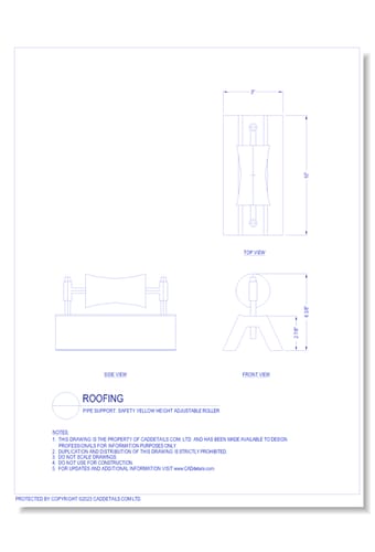 Pipe Support: Safety Yellow Height Adjustable Roller 