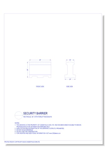Security Barrier: Rectangle, 48", with Forklift Knockouts