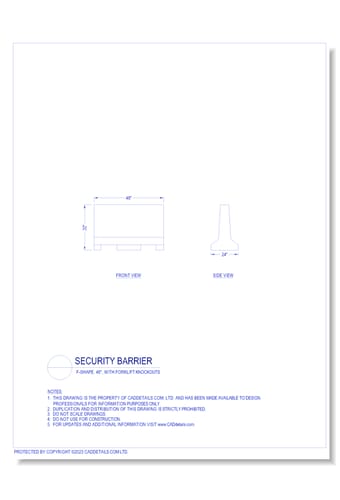 Security Barrier: F-shape, 48", with Forklift Knockouts
