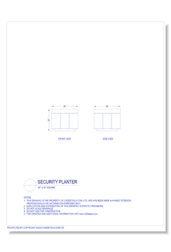 Security Planter: 36" x 36" Square