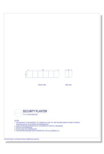 Security Planter: 72" x 15" Rectangular
