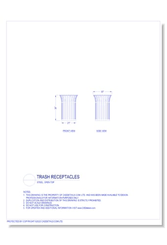 Trash Receptacles: Steel, Open Top