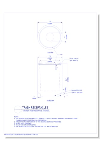 Trash Receptacles: Concrete Trash Receptacle, 24 inch Dia.