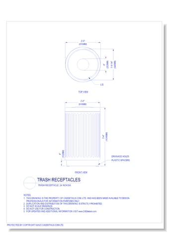 Trash Receptacles: Trash Receptacle, 24 inch Dia.