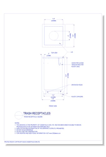 Trash Receptacles: Trash Receptacle, Square