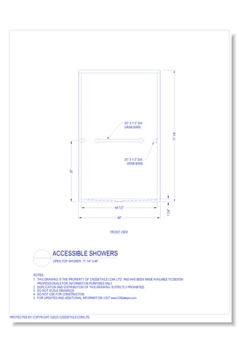 Accessible Showers: Gelcoat or Solid Surface, 77 1/4" x 48"