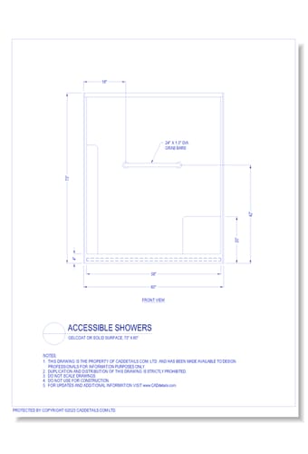 Accessible Showers: Gelcoat or Solid Surface, 73" x 60"