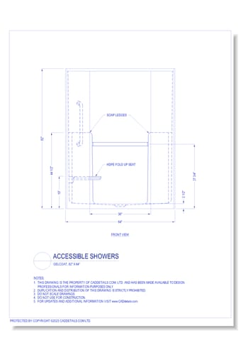 Accessible Showers: Gelcoat, 82" x 64"