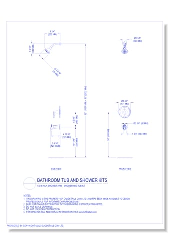 8 3/4 inch Shower Arm Kit Shower and Tub Kit