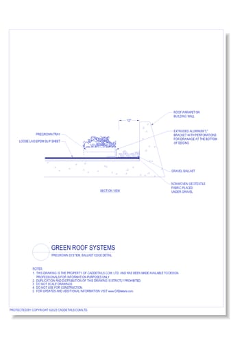 Green Roof Systems: Pregrown System, Ballast Edge Detail