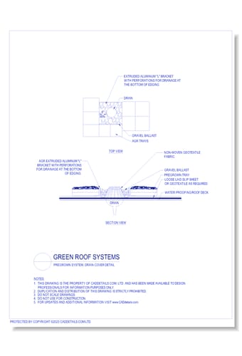 Green Roof Systems: Pregrown System, Drain Cover Detail