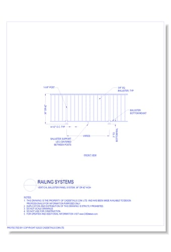 Railing Systems: Vertical Baluster Panel System, 36" or 42" High