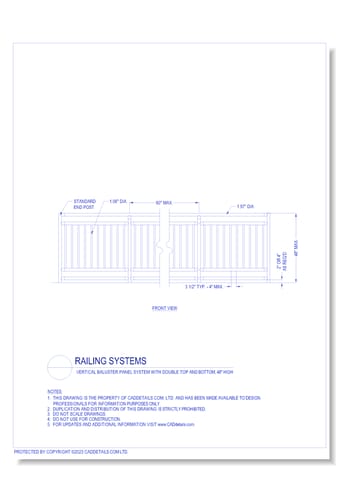 Railing Systems: Vertical Baluster Panel System with Double Top and Bottom, 48" High