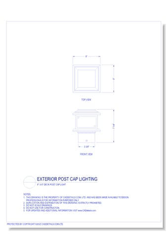 Exterior Post Cap Lighting: 6" x 6" Deck Post Cap Light