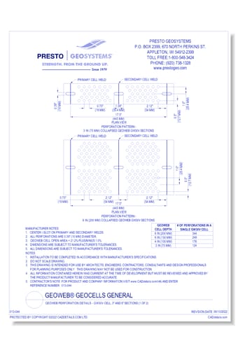Geoweb Perforation Details - GW30V Cell, 3" and 8" Sections (1 of 2)
