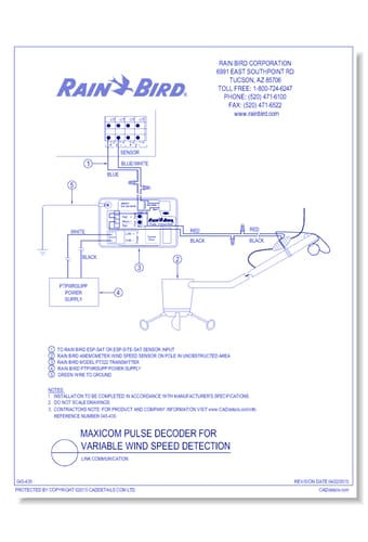 Wind-Speed Sensor, PT322 Pulse Transmitter, Link Secondary Communication