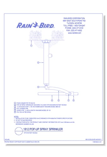 Rotary Nozzle on Rain Bird 1812 pop-up spray sprinkler with swing pipe