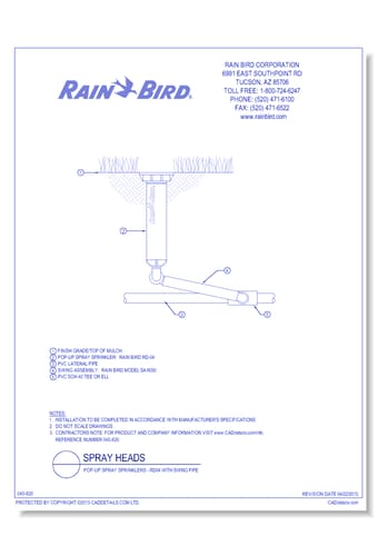 Pop-Up Spray Sprinklers - RD04 with Swing Pipe