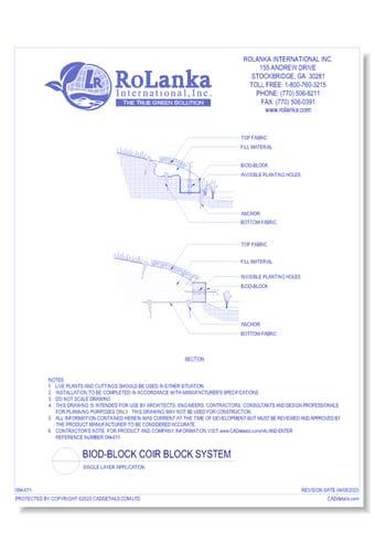 BioD-Block Coir Block System Single Layer Application