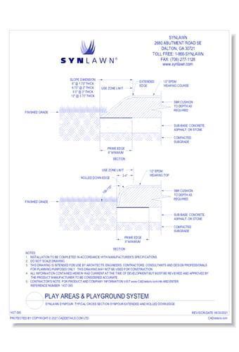 SYNLawn SYNPour: Typical Cross Section SYNPour Extended and Rolled Down Edge 
