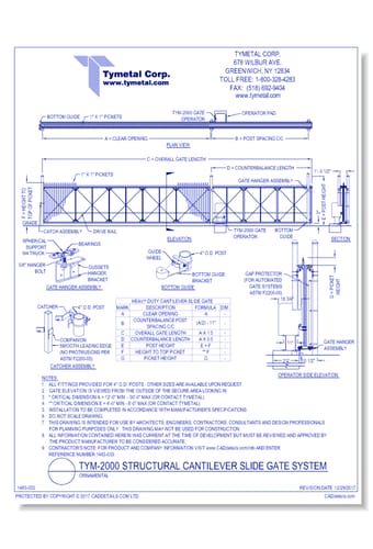 TYM-2000 Structural Cantilever Slide Gate System Ornamental