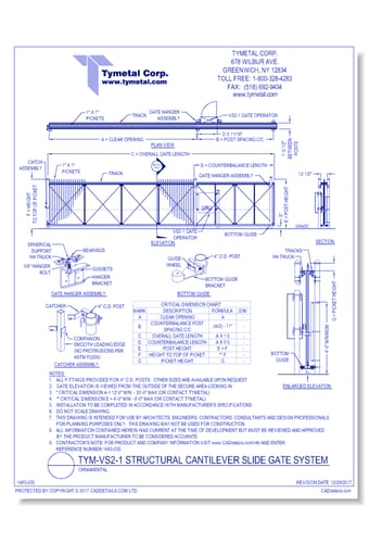 TYM-VS2-1 Structural Cantilever Slide Gate System Ornamental