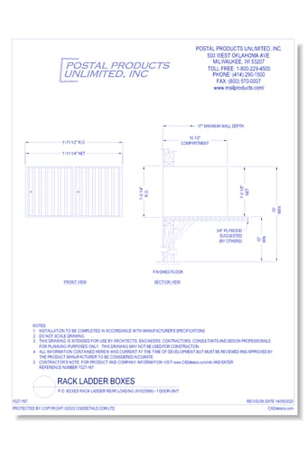 P.O. Boxes Rack Ladder Rear Loading (N1025995) - 1 Door Unit