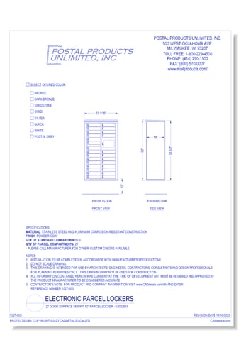 27 Door Surface Mount 15" Deep Parcel Locker - Model SM10 (N1032843)