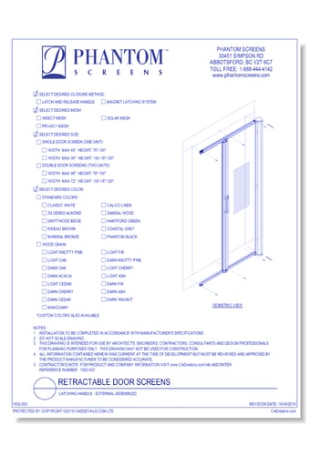 Retractable Door Screens: Latching Handle - External assembled 