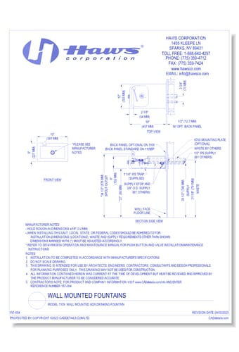 Model 1109: Wall Mounted ADA Drinking Fountain