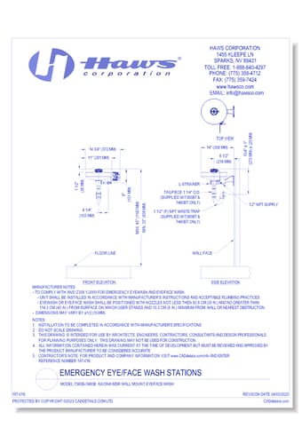 Model 7360B-7460B: AXION® MSR Wall Mount Eye/Face Wash