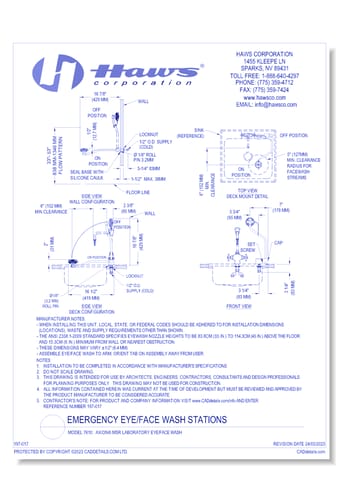 Model 7610:  AXION® MSR Laboratory Eye/Face Wash