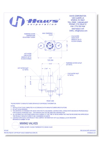 Model 9201EFE: AXION® Thermostatic Mixing Valve