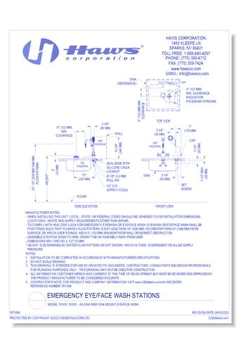 Model 7610S: 7610S – AXION® MSR Sink Mount Eye/Face Wash