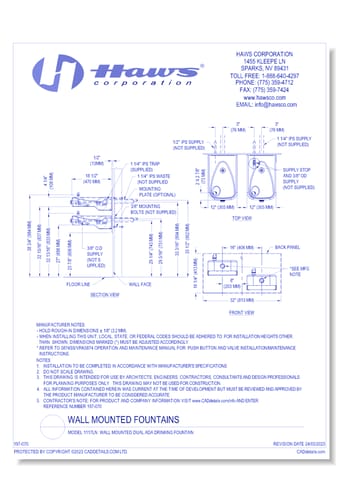 Model 1117LN: Wall Mounted Dual ADA Drinking Fountain