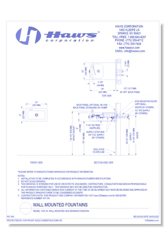 Model 1109.14: Wall Mounted ADA Drinking Fountain